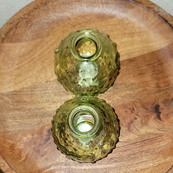 Source Unknown Small Green Honeycomb Glass Vases X2 - Picture 4 of 8